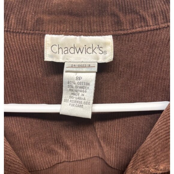 Chadwicks Womens Brown Corduroy Button-Up Jacket Size 8P With Flap Pockets - Picture 2 of 7
